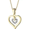 Zawieszka z żółtego złota z diamentami - serca - 0,01 ct - próba 375