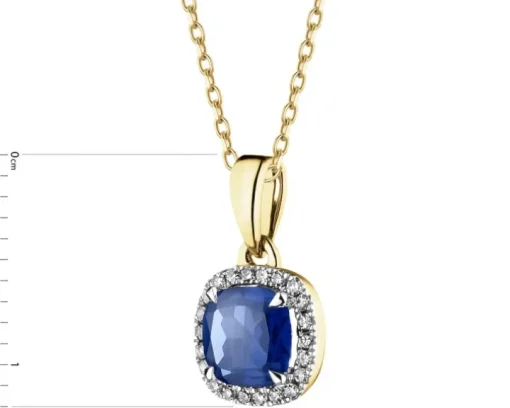 Zawieszka z żółtego złota z diamentami i szafirem syntetycznym - próba 375