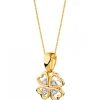 Zawieszka z żółtego złota z diamentami - koniczyna - 0,02 ct - próba 375