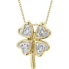 Zawieszka z żółtego złota z diamentami - koniczyny - 0,02 ct - próba 375