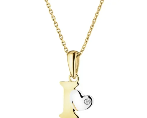 Zawieszka z żółtego złota z diamentem - litera I - 0,004 ct - próba 375