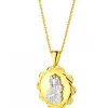Zawieszka z żółtego złota z diamentem - medalik Matka Boska Częstochowska - 0,003 ct - próba 585