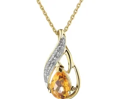 Zawieszka z żółtego złota z diamentem i cytrynem - próba 375