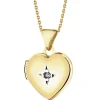 Zawieszka z żółtego złota z diamentem - puzderko - serce - 0,005 ct - próba 375