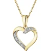 Zawieszka z żółtego złota z diamentami - serce - 0,004 ct - próba 585