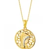 Zawieszka z żółtego złota z diamentami - medalik Matka Boska - 0,006 ct - próba 375
