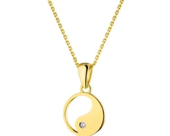 Zawieszka z żółtego złota z diamentem - yin yang - 0,006 ct - próba 375