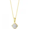 Zawieszka z żółtego złota z diamentami - kwadrat - 0,10 ct - próba 585