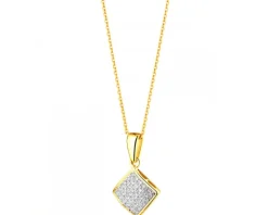 Zawieszka z żółtego złota z diamentami - kwadrat - 0,10 ct - próba 585