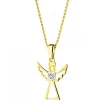 Zawieszka z żółtego złota z diamentem - aniołek, serce - 0,003 ct - próba 375