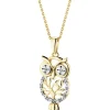 Zawieszka z żółtego złota z diamentami - sowa - 0,03 ct - próba 585