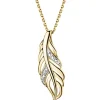 Zawieszka z żółtego złota z diamentem - piórko - 0,005 ct - próba 375