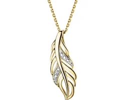 Zawieszka z żółtego złota z diamentem - piórko - 0,005 ct - próba 375