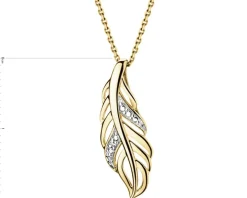 Zawieszka z żółtego złota z diamentem - piórko - 0,005 ct - próba 375