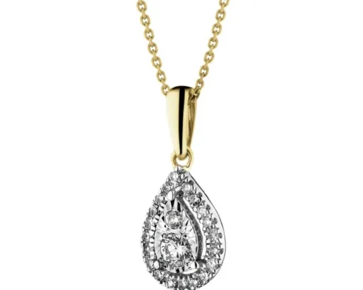 Zawieszka z żółtego złota z diamentami - 0,15 ct - próba 585