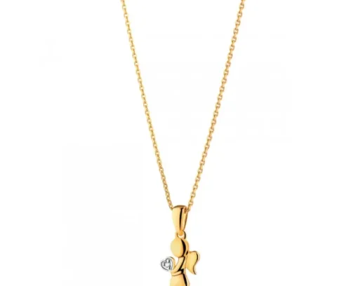Zawieszka z żółtego złota z diamentami - puzderko - serce - 0,01 ct - próba 375