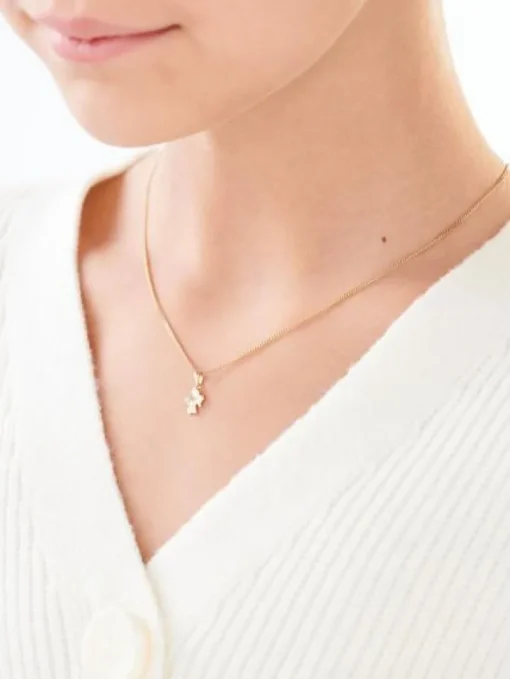 Zawieszka z żółtego złota z diamentami - puzderko - serce - 0,01 ct - próba 375