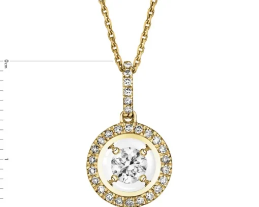 Zawieszka z żółtego złota z diamentami - 0,17 ct - próba 585