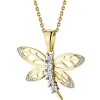 Zawieszka z żółtego złota z diamentami - ważka - 0,01 ct - próba 375