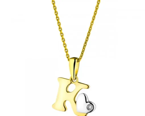 Zawieszka z żółtego złota z diamentem - litera K - 0,004 ct - próba 375