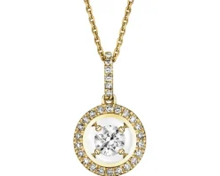 Zawieszka z żółtego złota z diamentem - serce - 0,006 ct - próba 375