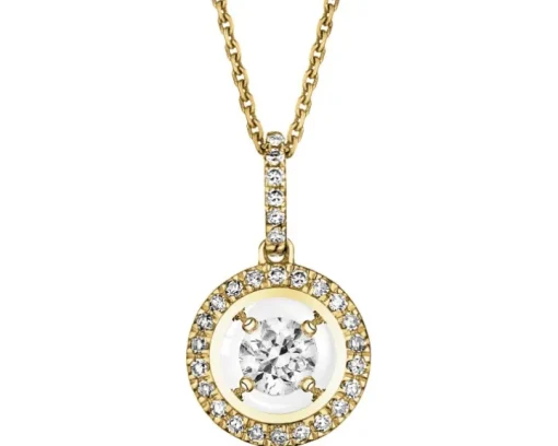 Zawieszka z żółtego złota z diamentem - serce - 0,006 ct - próba 375