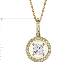 Zawieszka z żółtego złota z diamentem - serce - 0,006 ct - próba 375