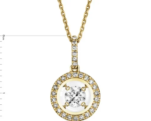 Zawieszka z żółtego złota z diamentem - serce - 0,006 ct - próba 375