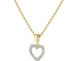 Zawieszka z żółtego złota z diamentami - serce - 0,04 ct - próba 585