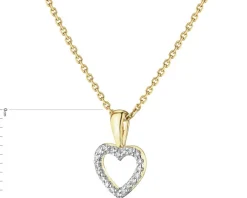 Zawieszka z żółtego złota z diamentami - serce - 0,04 ct - próba 585