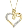 Zawieszka z żółtego złota z diamentami - serce - 0,006 ct - próba 585
