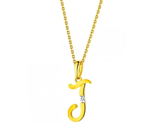 Zawieszka z żółtego złota z diamentem - litera J - 0,004 ct - próba 585