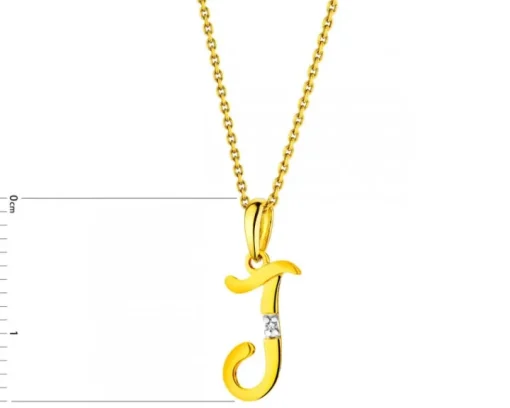 Zawieszka z żółtego złota z diamentem - litera J - 0,004 ct - próba 585