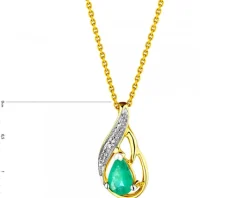 Zawieszka z żółtego złota z diamentem i szmaragdem - próba 375
