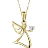 Zawieszka z żółtego złota z diamentem - aniołek, serce - 0,003 ct - próba 375