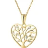 Zawieszka z żółtego złota z diamentami - drzewko, serce - 0,01 ct - próba 585