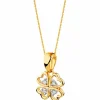 Zawieszka z żółtego złota z diamentami - koniczyna - 0,02 ct - próba 585