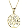 Zawieszka z żółtego złota z diamentami - drzewko - 0,01 ct - próba 375