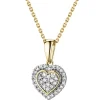 Zawieszka z żółtego złota z diamentami - serce - 0,09 ct - próba 585