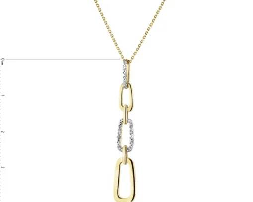 Zawieszka z  żółtego złota z diamentami - 0,02 ct - próba 585