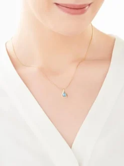 Zawieszka z żółtego złota z diamentem i topazem - próba 375