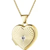 Zawieszka z żółtego złota z diamentem - puzderko - serce - 0,01 ct - próba 375