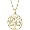 Zawieszka z żółtego złota z diamentami - drzewko - 0,01 ct - próba 375