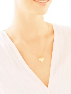 Zawieszka z żółtego złota z diamentem - puzderko - serce - 0,004 ct - próba 585