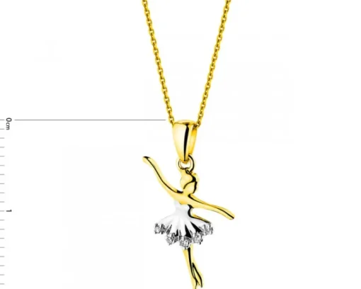 Zawieszka z żółtego złota z diamentami – baletnica - 0,01 ct - próba 375
