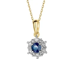 Zawieszka z żółtego złota z diamentami i onyksem - próba 585