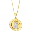 Zawieszka z żółtego złota z diamentem - medalik Matka Boska Częstochowska - 0,003 ct - próba 375