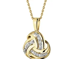 Zawieszka z żółtego złota z diamentami - baletnica, serce - 0,01 ct - próba 585
