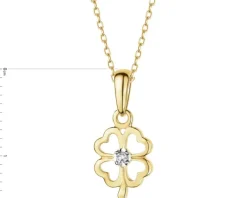 Zawieszka z żółtego złota z diamentem - koniczyna - 0,006 ct - próba 375