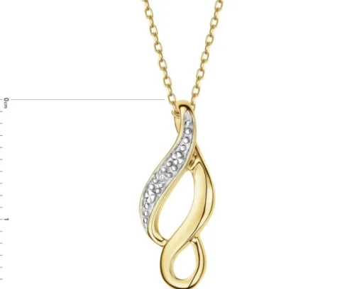 Zawieszka z żółtego złota z diamentem - 0,005 ct - próba 585